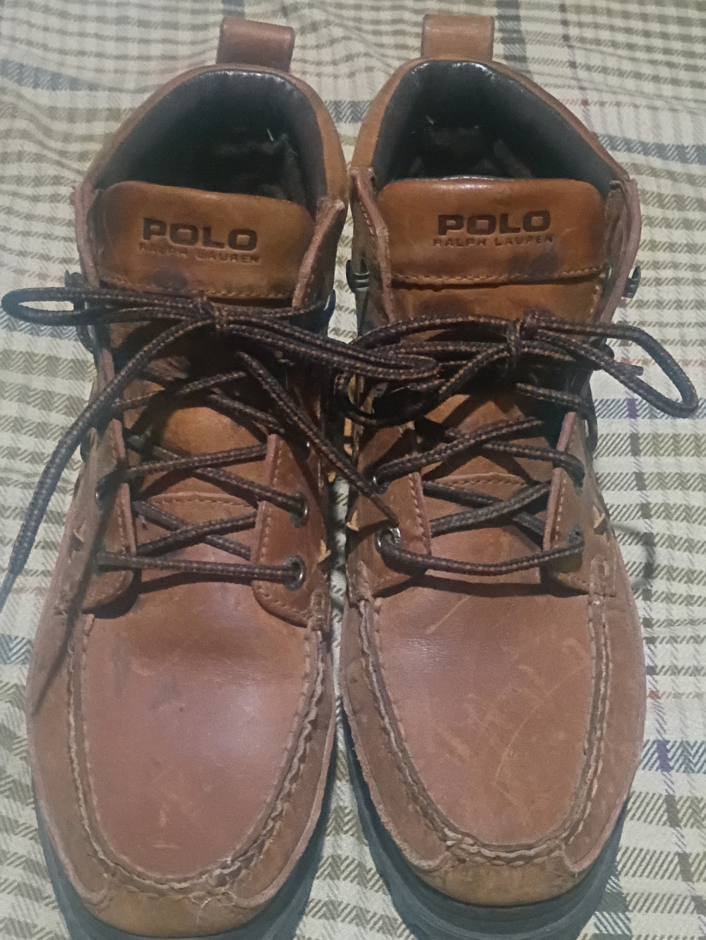 Polo by Ralph Lauren Brown Leather Lace-Up Moc Toe Boots